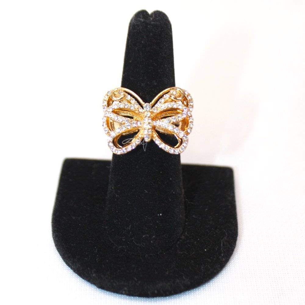 Butterfly Golden and Crystal Size 7 Ring